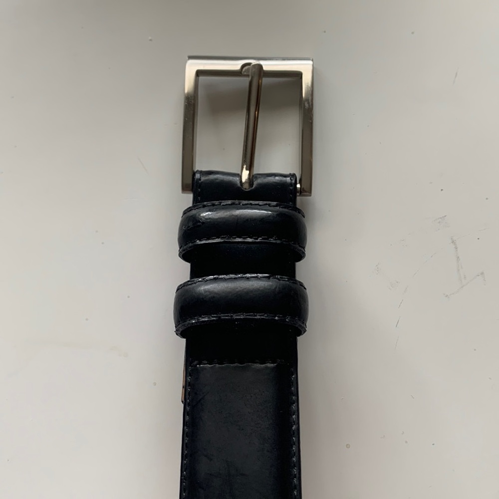 NWOT men’s black leather belt 40”/1  1/4” wide